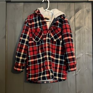 Boys flannel with fleece lining and hood!